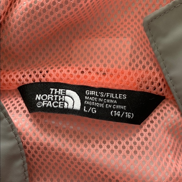 The North Face Girls Kids Zipline Full Zip Hooded Rain Jacket Coat Gray Peach - Picture 5 of 6